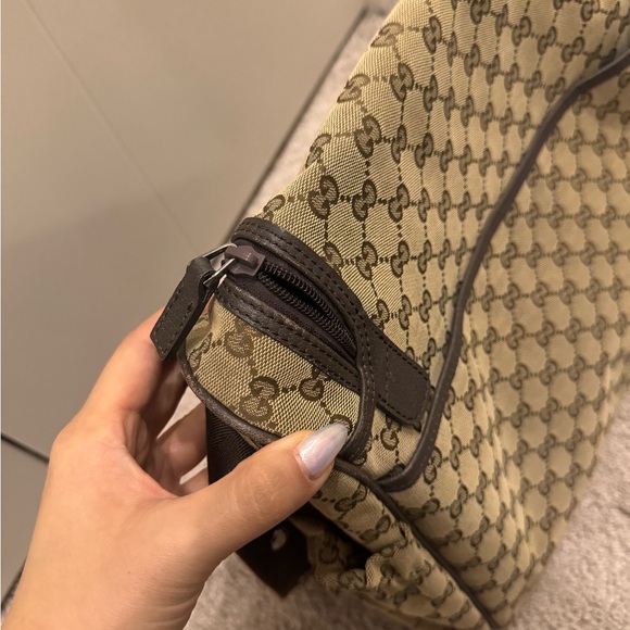 Gucci Classic Canvas GG Monogram Shoulder Strap Messenger diaper Mom bag purse - Picture 7 of 8